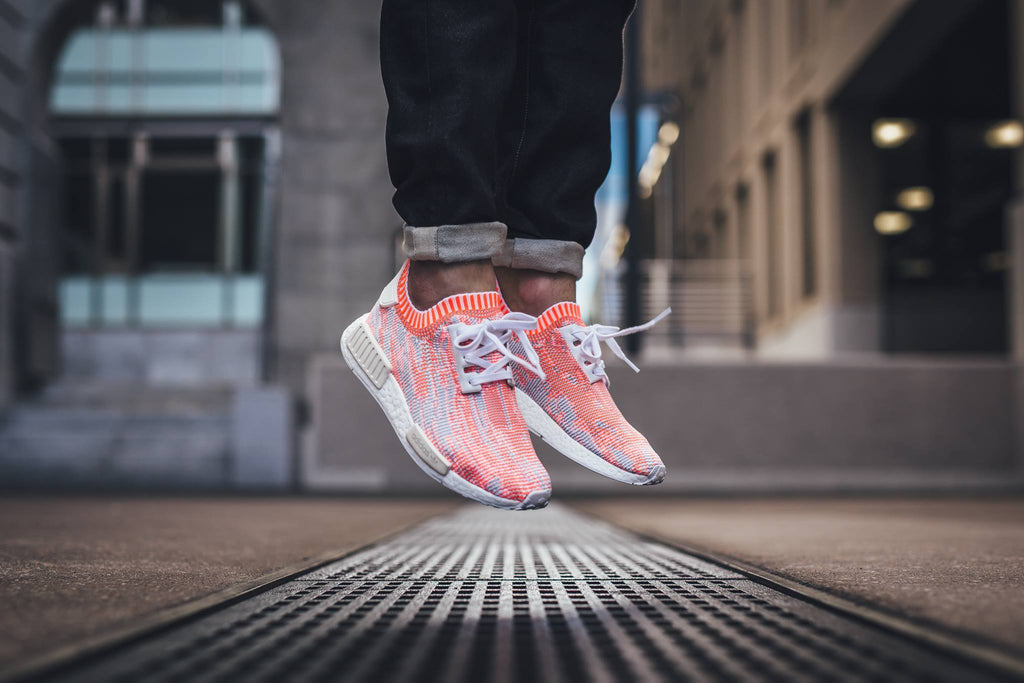 Adidas NMD_R1 Primeknit Camo Pack  Solar Red — UK 3.5 | EU 36 | US 4 — Back View
