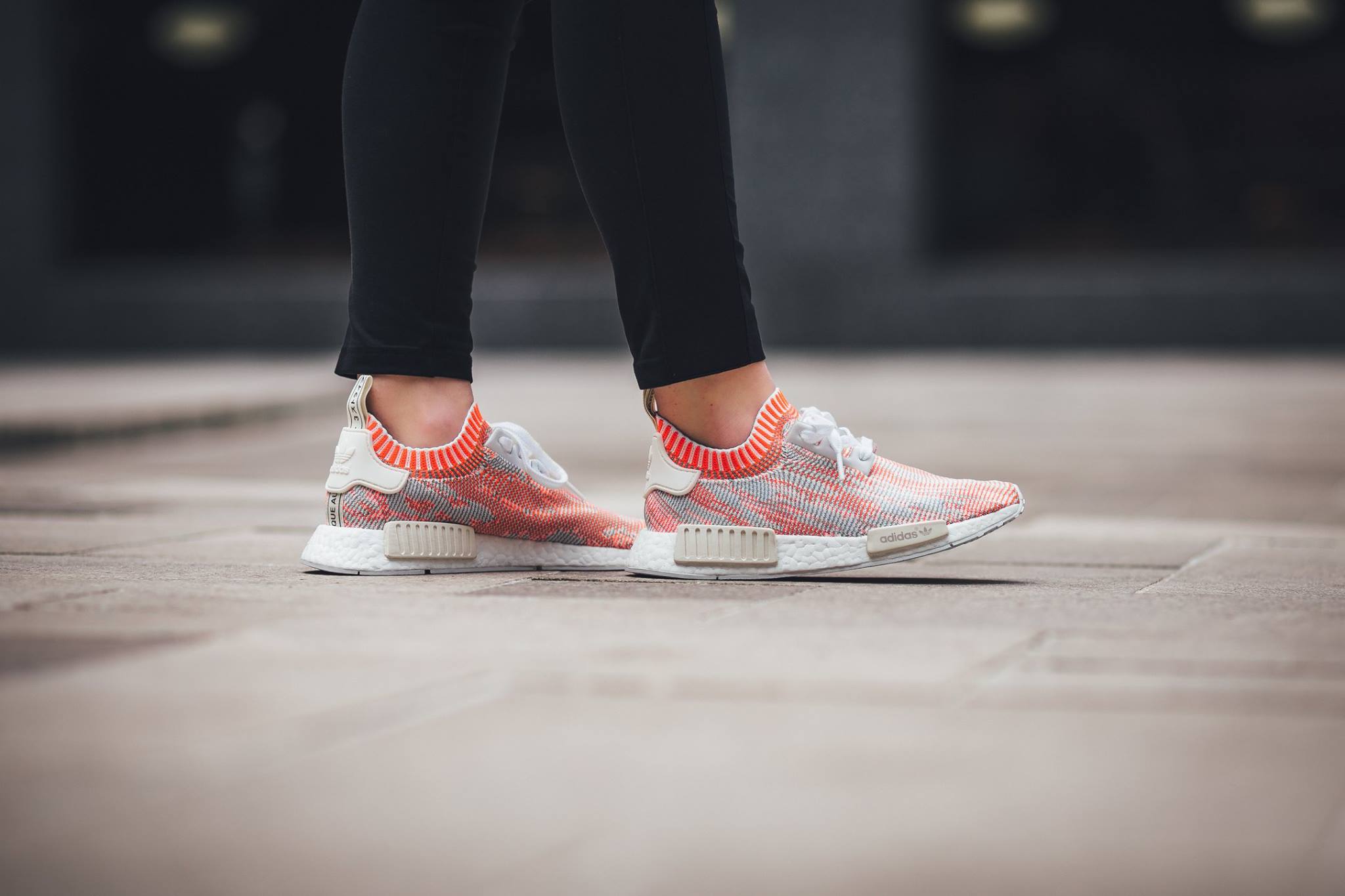 Adidas NMD_R1 Primeknit Camo Pack  Solar Red — UK 3.5 | EU 36 | US 4 — Side View