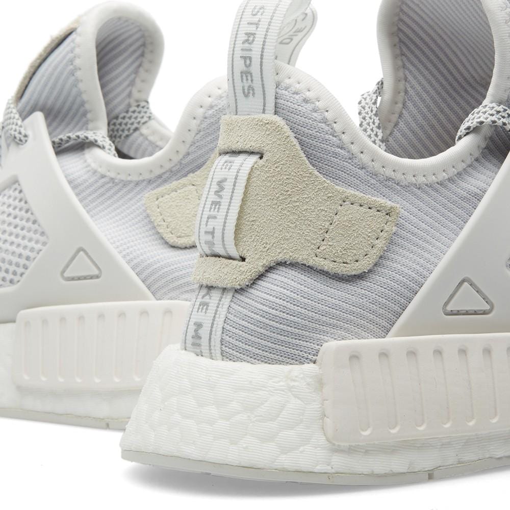 Adidas NMD_XR1 Primeknit White-Vintage White — UK 3.5 | EU 36 | US 4 — Detail View