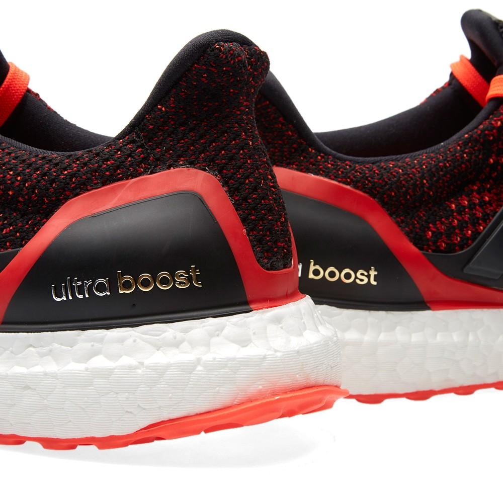 ADIDAS ULTRA BOOST M Core Black & Solar Red — UK 3.5 | EU 36 | US 4 — Back View