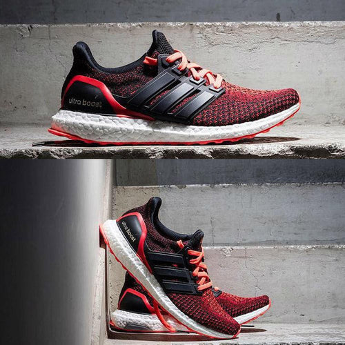 ADIDAS ULTRA BOOST M Core Black & Solar Red — UK 3.5 | EU 36 | US 4 — Side View