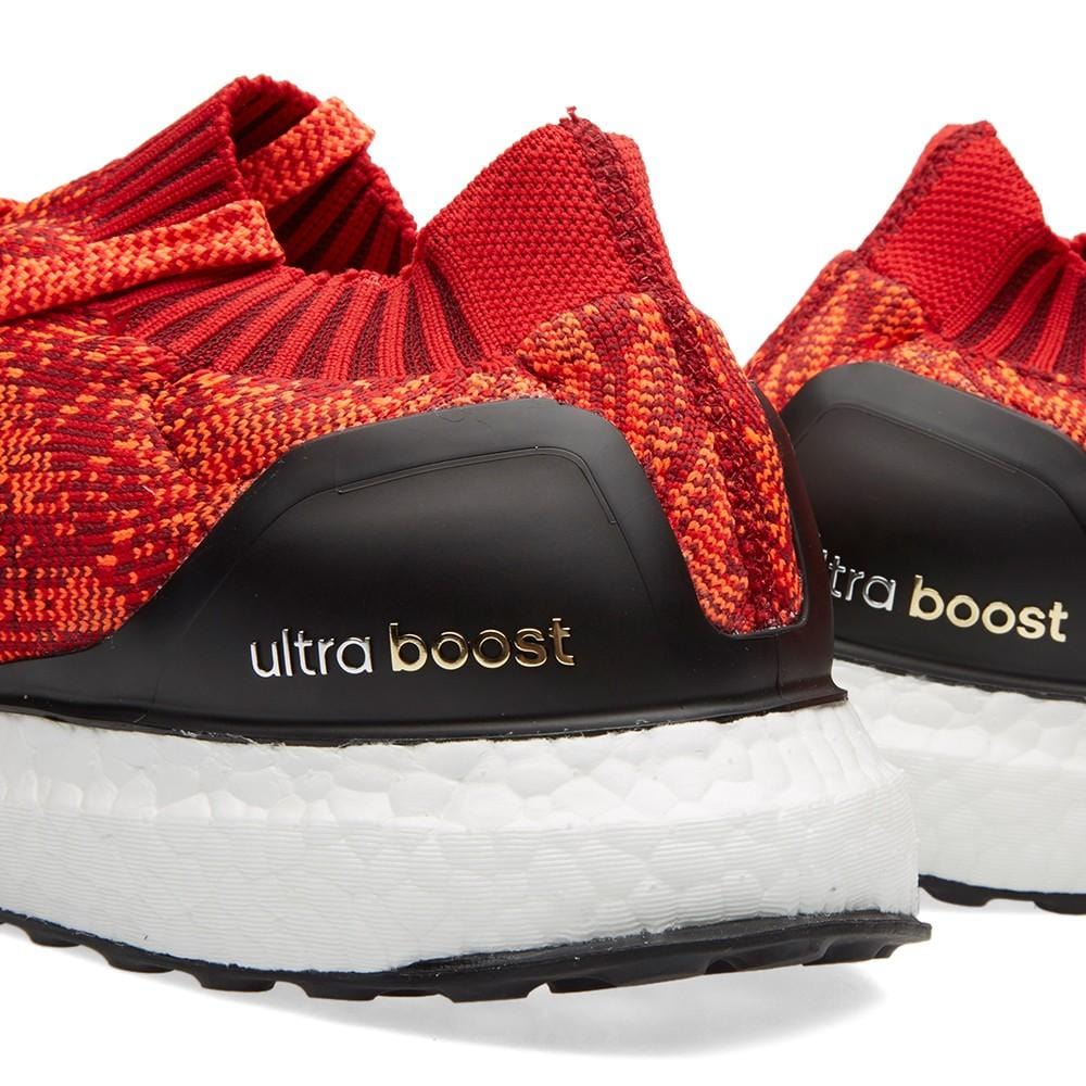 ADIDAS ULTRA BOOST UNCAGED Scarlet, Solar Red & Black — UK 3.5 | EU 36 | US 4 — Lifestyle View
