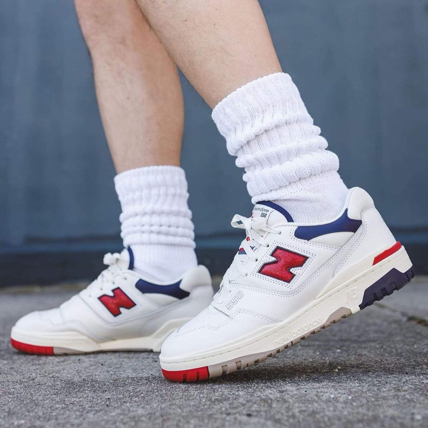 Aimé Leon Dore x New Balance 550 ‘Red Navy’ — UK 3.5 | EU 36 | US 4 — Lifestyle View