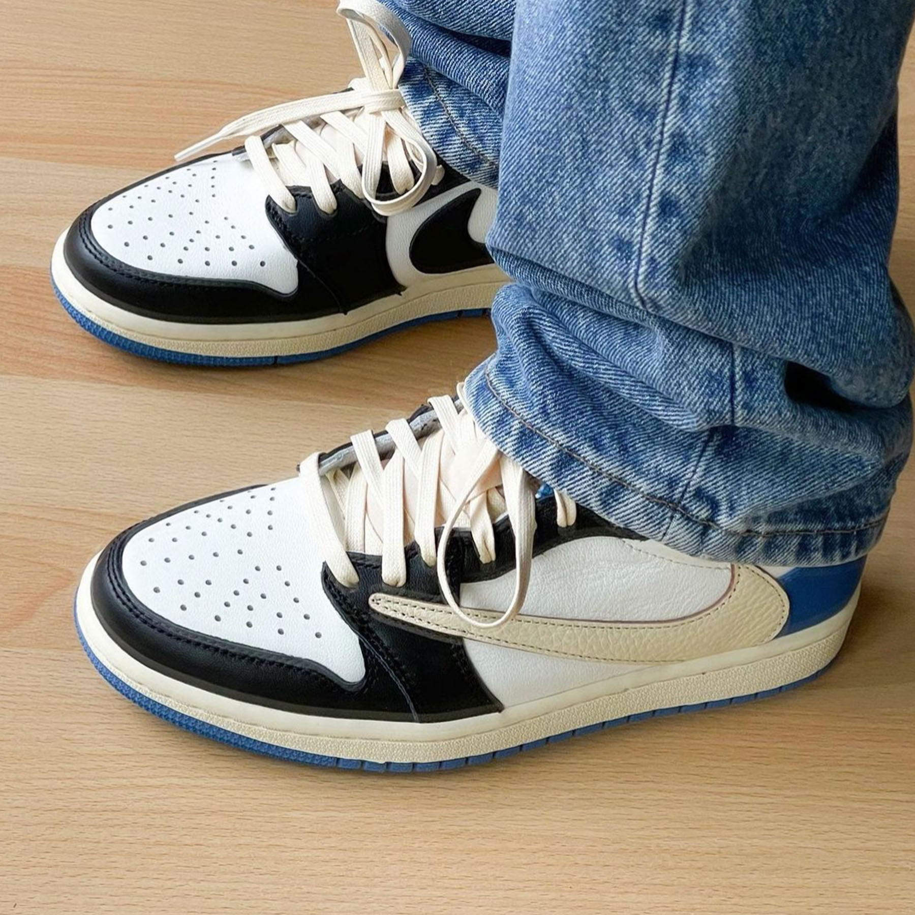 Fragment Design x Travis Scott x Air Jordan 1 Retro Low — UK 3 | EU 35.5 | US 3.5 — Lifestyle View