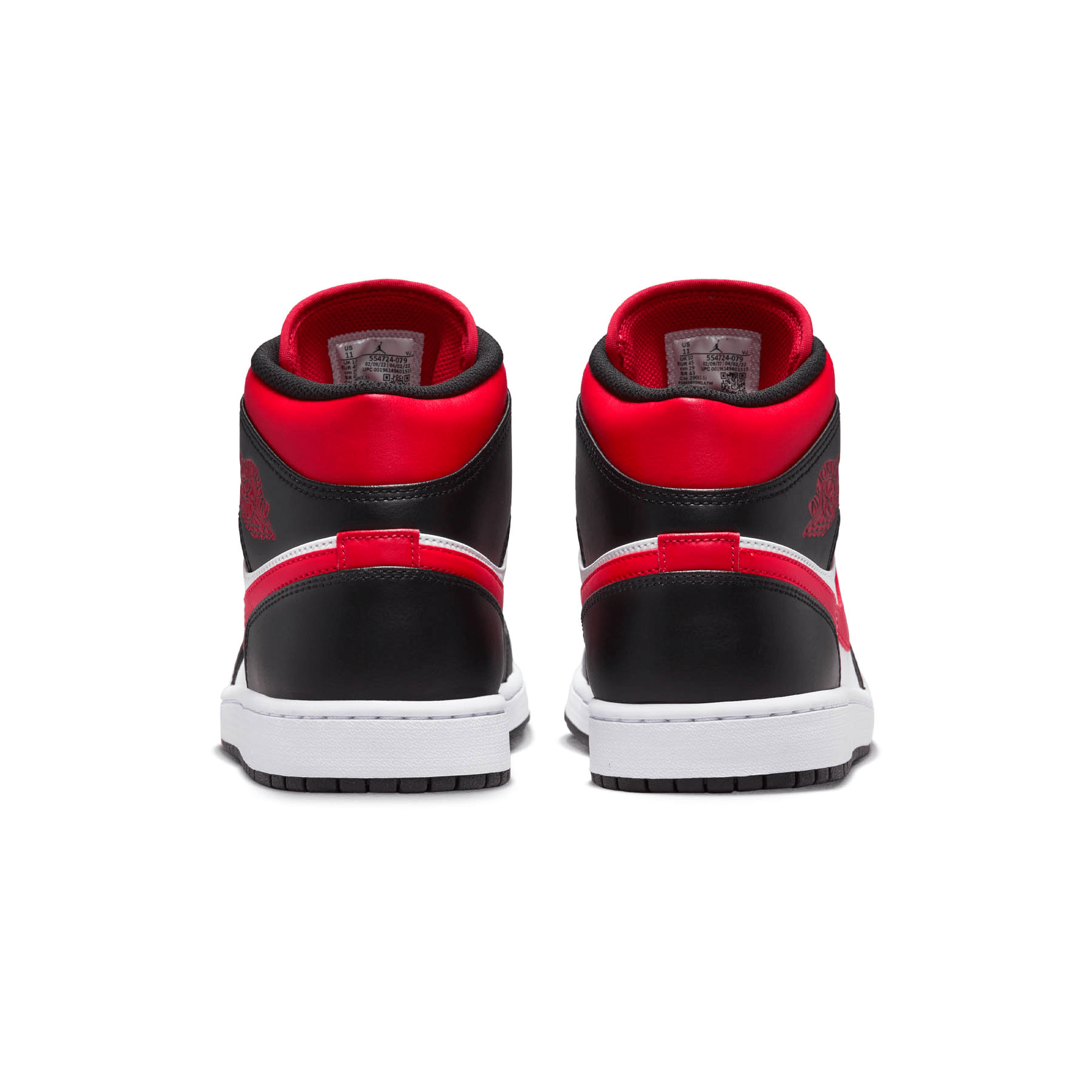 Air Jordan 1 Mid 'Black Fire Red' — UK 3 | EU 35.5 | US 3.5 — Top View