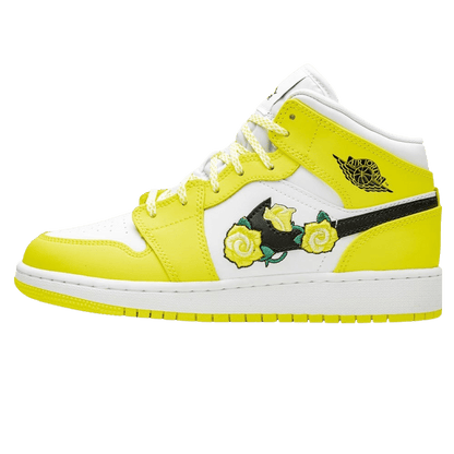 Air Jordan 1 Mid SE GS 'Rose Patch - Dynamic Yellow' — UK 13.5 | EU 32 | US 1Y — Front View