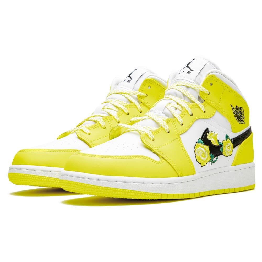 Air Jordan 1 Mid SE GS 'Rose Patch - Dynamic Yellow' — UK 13.5 | EU 32 | US 1Y — Side View