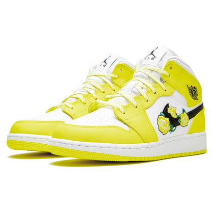 Air Jordan 1 Mid SE GS 'Rose Patch - Dynamic Yellow' — UK 13.5 | EU 32 | US 1Y — Side View