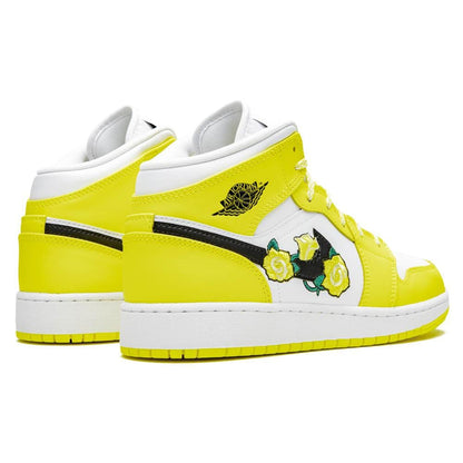 Air Jordan 1 Mid SE GS 'Rose Patch - Dynamic Yellow' — UK 13.5 | EU 32 | US 1Y — Back View