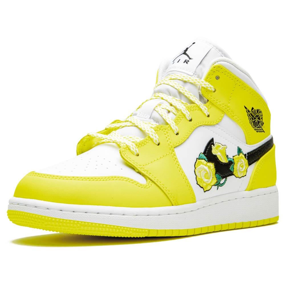 Air Jordan 1 Mid SE GS 'Rose Patch - Dynamic Yellow' — UK 13.5 | EU 32 | US 1Y — Top View