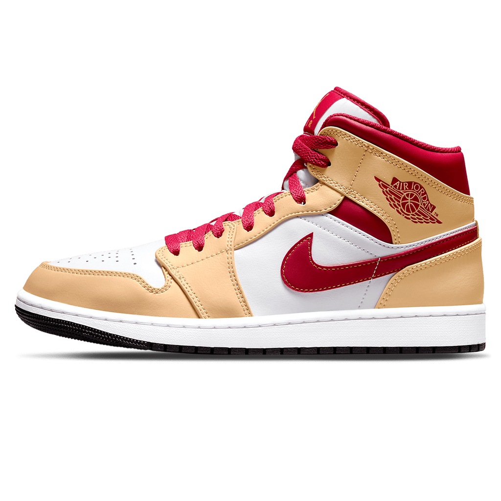 Air Jordan 1 Mid 'Light Curry Cardinal Red' — UK 3 | EU 35.5 | US 3.5 — Front View
