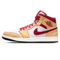 Air Jordan 1 Mid 'Light Curry Cardinal Red' — UK 3 | EU 35.5 | US 3.5 — Front View