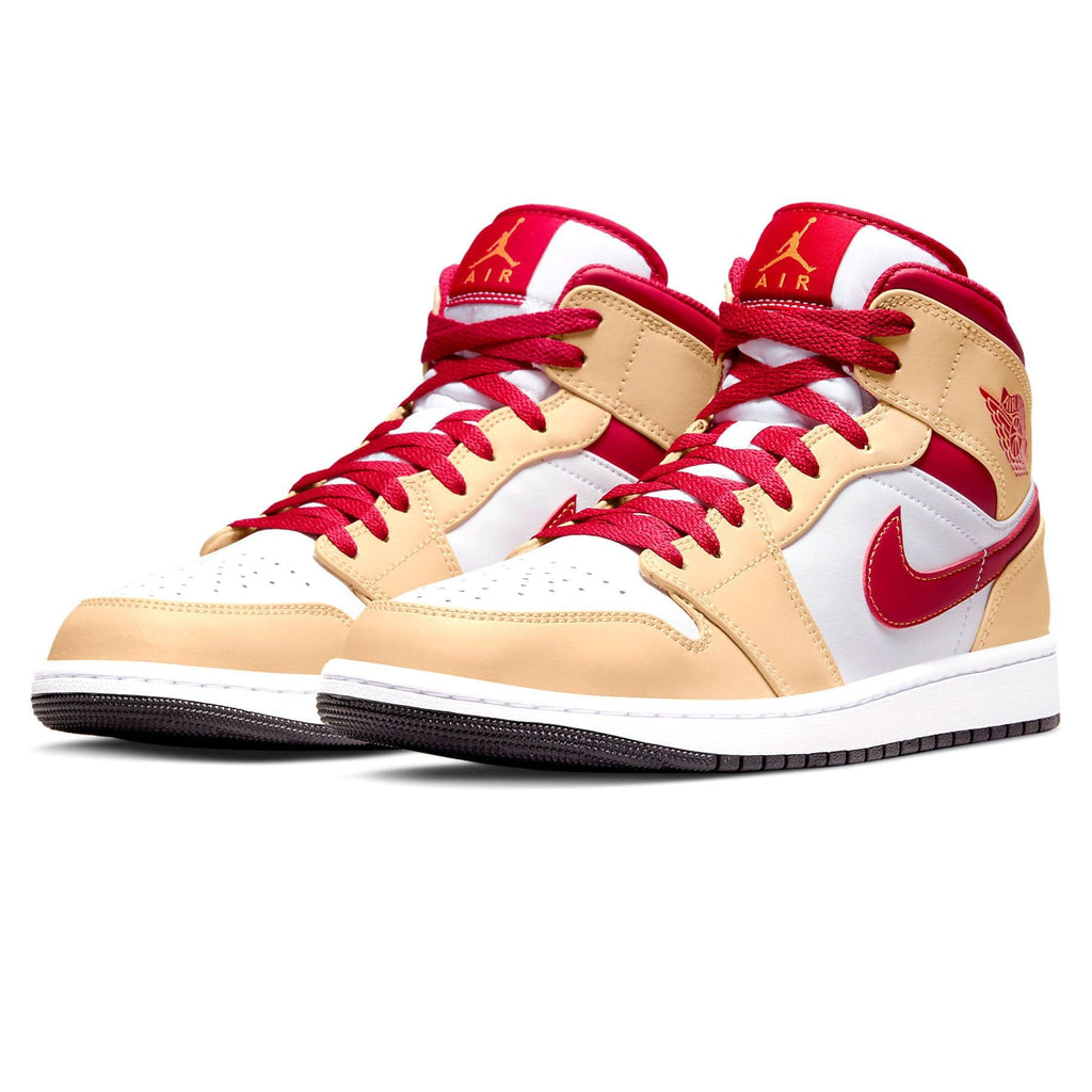 Air Jordan 1 Mid 'Light Curry Cardinal Red' — UK 3 | EU 35.5 | US 3.5 — Side View