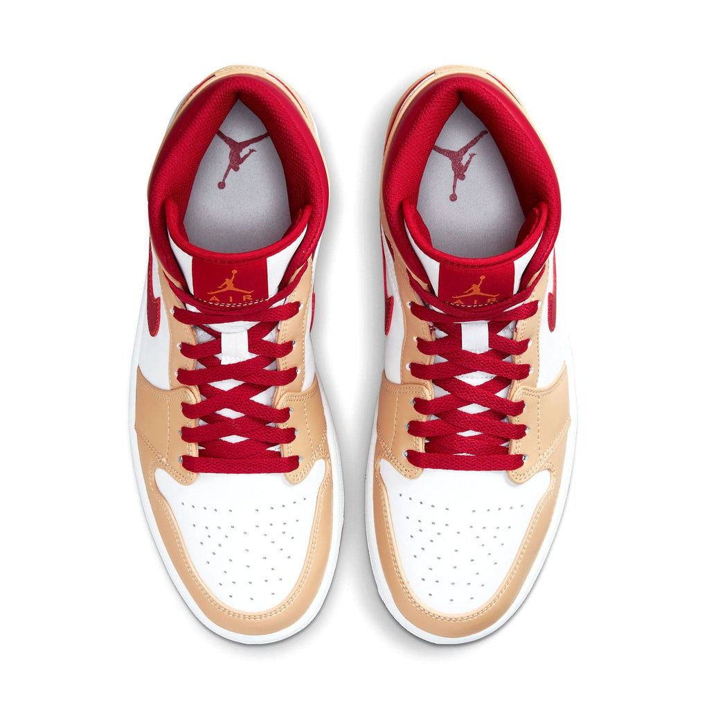 Air Jordan 1 Mid 'Light Curry Cardinal Red' — UK 3 | EU 35.5 | US 3.5 — Back View