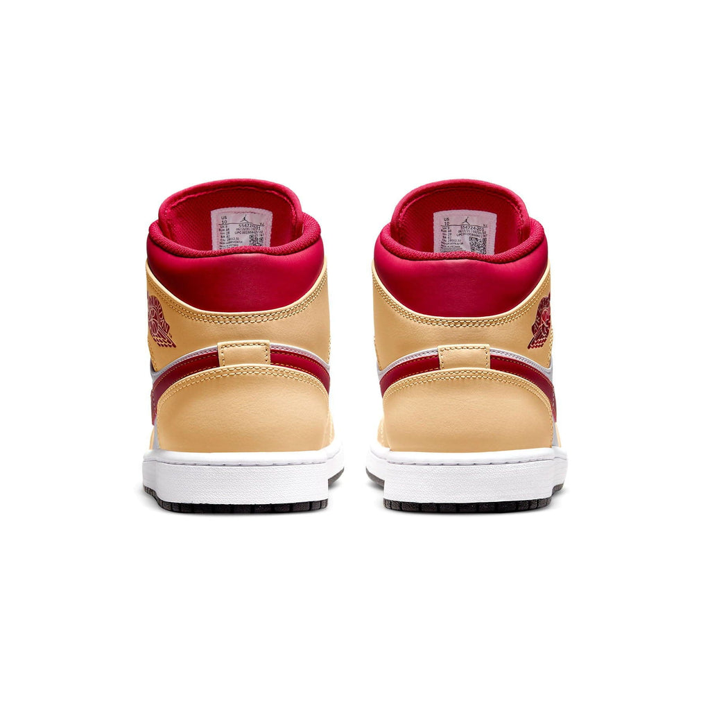Air Jordan 1 Mid 'Light Curry Cardinal Red' — UK 3 | EU 35.5 | US 3.5 — Top View