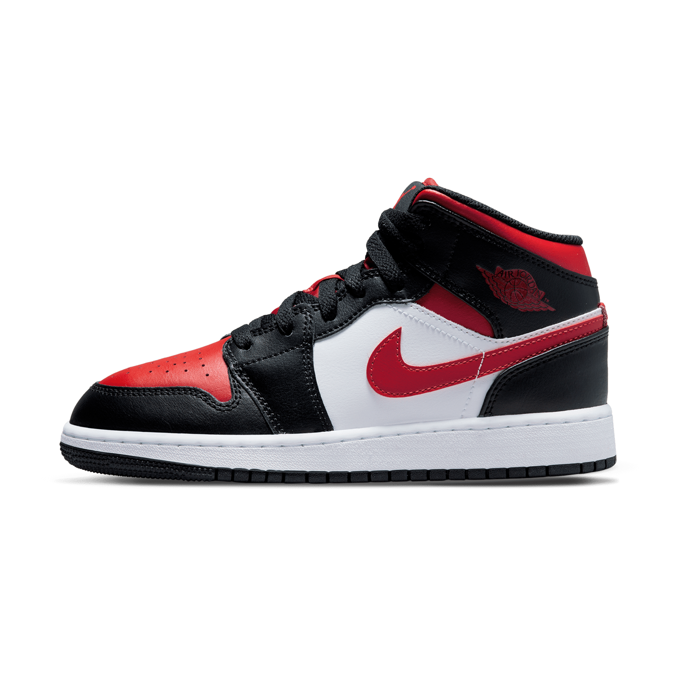 Air Jordan 1 Mid GS 'Black Fire Red' — UK 13.5 | EU 32 | US 1Y — Front View