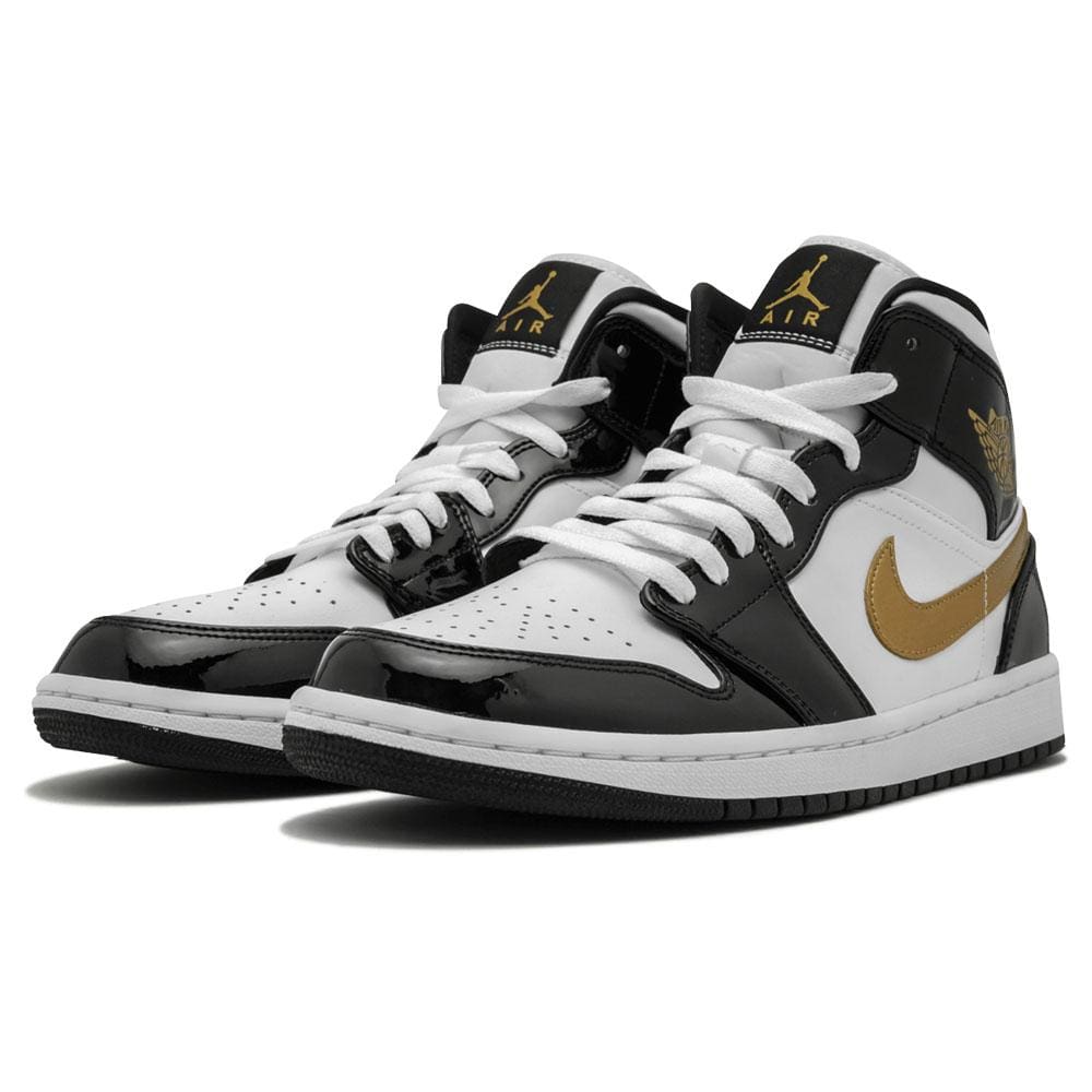 Air Jordan 1 Mid Patent 'Black Gold' — UK 3 | EU 35.5 | US 3.5 — Side View