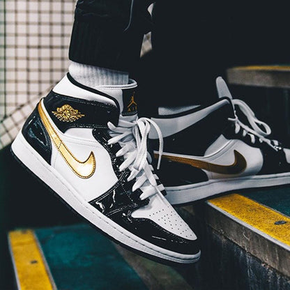 Air Jordan 1 Mid Patent 'Black Gold' — UK 3 | EU 35.5 | US 3.5 — Alternate View 7