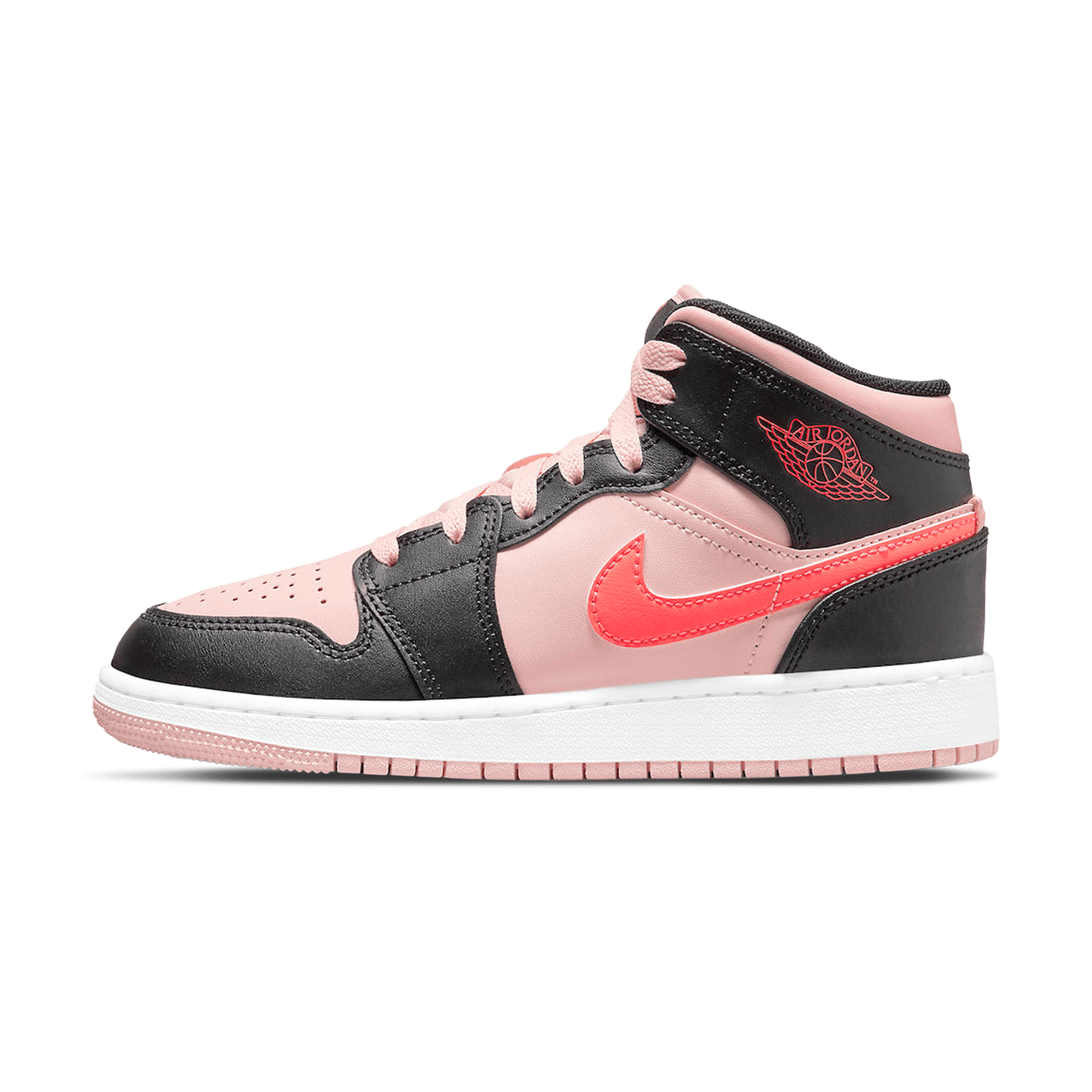 Air Jordan 1 Mid GS Black Pink Crimson — UK 13.5 | EU 32 | US 1Y — Front View