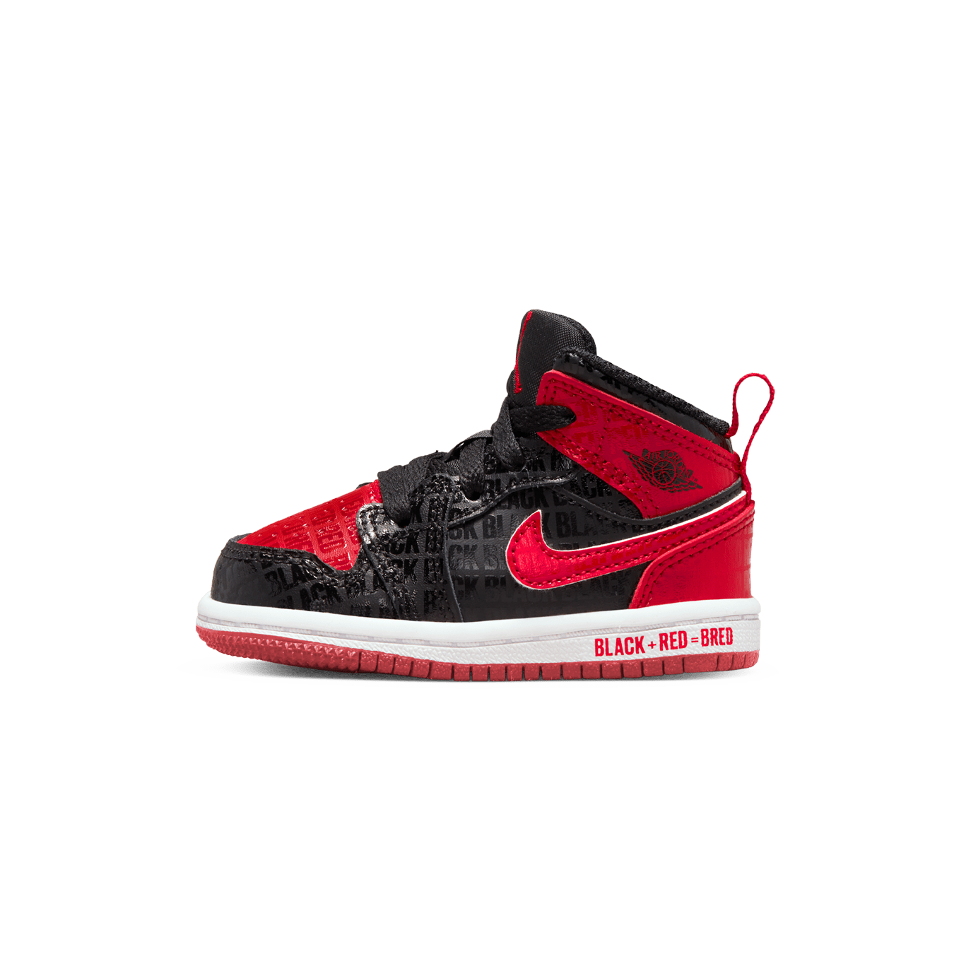 Air Jordan 1 Mid SS TD 'Black + Red = Bred' — UK 0C | EU 15 | US 0C — Front View