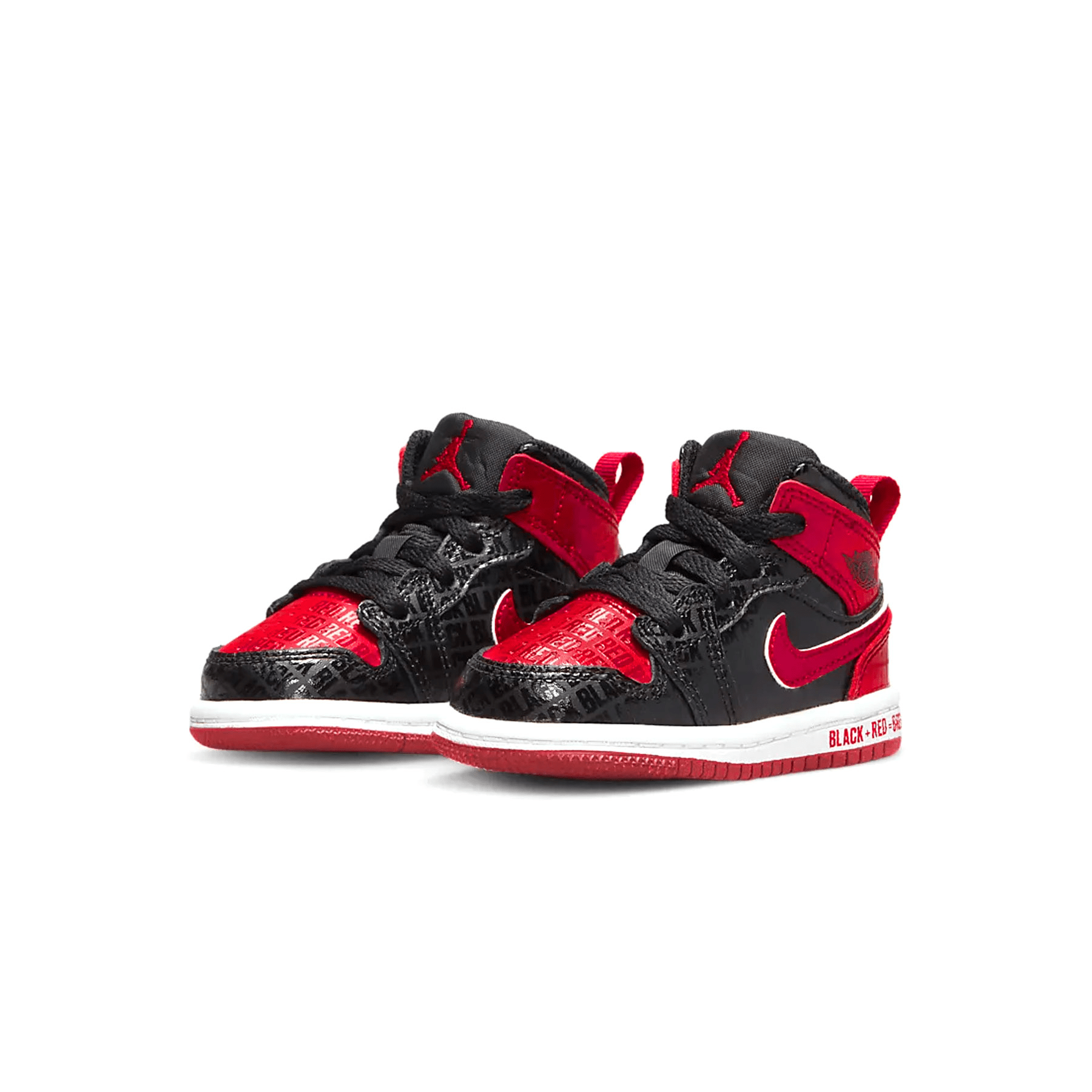 Air Jordan 1 Mid SS TD 'Black + Red = Bred' — UK 0C | EU 15 | US 0C — Side View