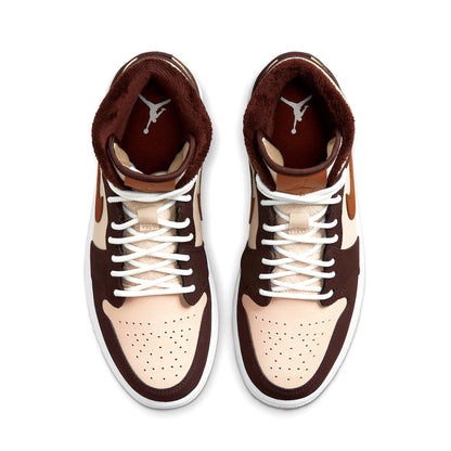 Air Jordan 1 Mid SE Wmns 'Cream Dark Chocolate' — UK 2.5 | EU 35.5 | US 5 — Top View