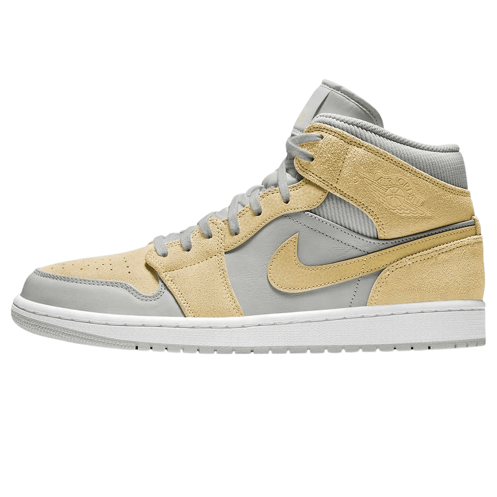 Air Jordan 1 Mid SE Grey Fog Lemon Wash — UK 3 | EU 35.5 | US 3.5 — Front View