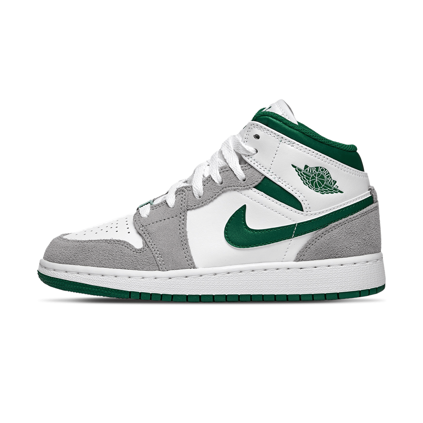 Air Jordan 1 Mid GS 'Green Grey' — UK 13.5 | EU 32 | US 1Y — Front View