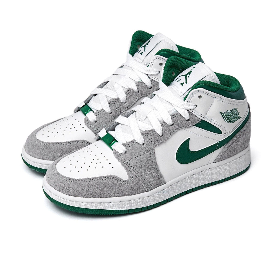 Air Jordan 1 Mid GS 'Green Grey' — UK 13.5 | EU 32 | US 1Y — Side View