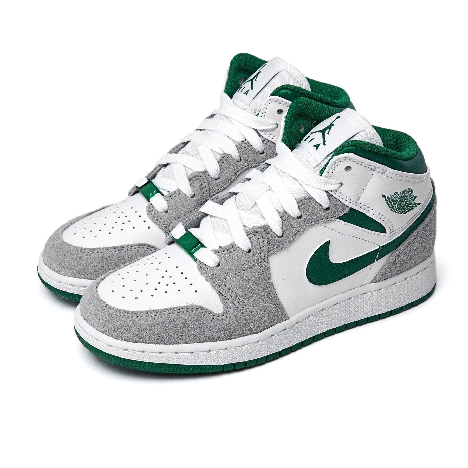 Air Jordan 1 Mid GS 'Green Grey' — UK 13.5 | EU 32 | US 1Y — Side View