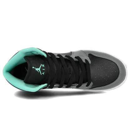 Air Jordan 1 Mid Grey Aqua (GS) — UK 13.5 | EU 32 | US 1Y — Top View