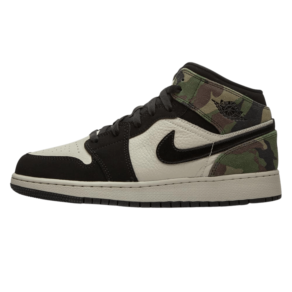 Air Jordan 1 Mid SE GS 'Camo' — UK 13.5 | EU 32 | US 1Y — Front View