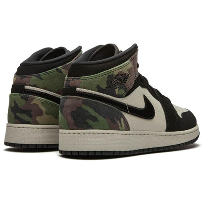 Air Jordan 1 Mid SE GS 'Camo' — UK 13.5 | EU 32 | US 1Y — Back View