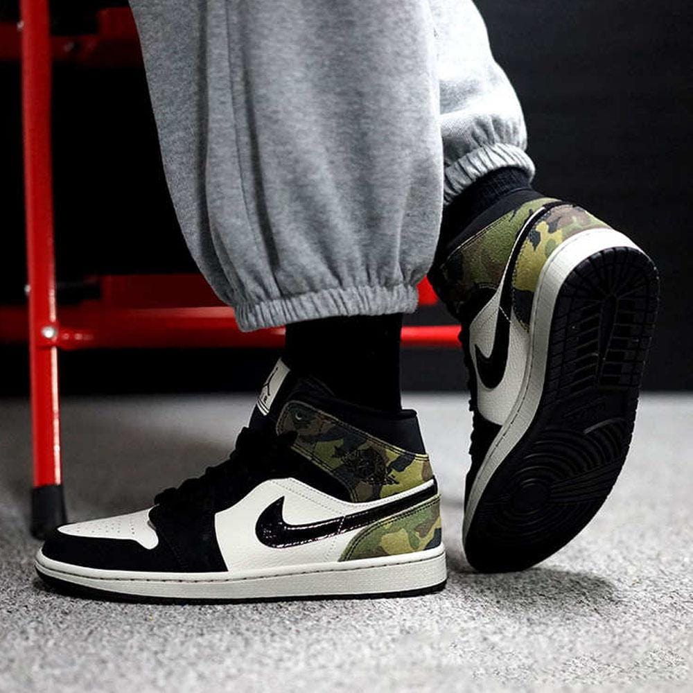 Air Jordan 1 Mid SE GS 'Camo' — UK 13.5 | EU 32 | US 1Y — Lifestyle View