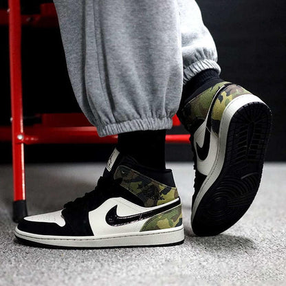 Air Jordan 1 Mid SE GS 'Camo' — UK 13.5 | EU 32 | US 1Y — Lifestyle View