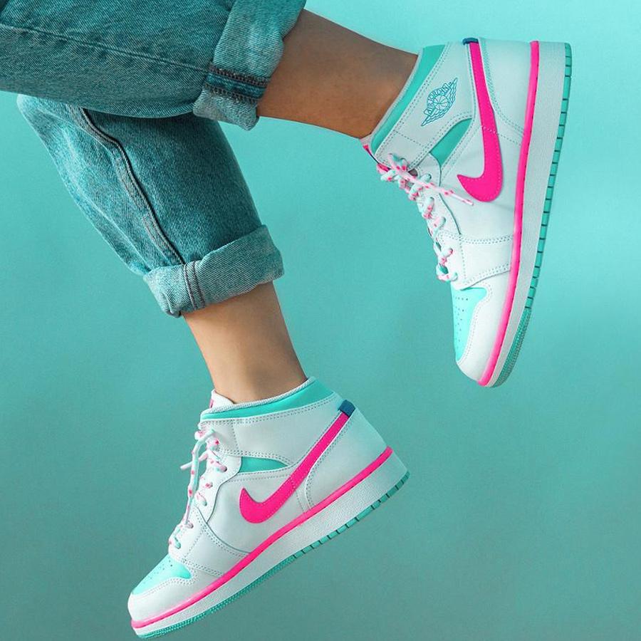 Air Jordan 1 Mid GS 'Digital Pink' — UK 13.5 | EU 32 | US 1Y — Lifestyle View