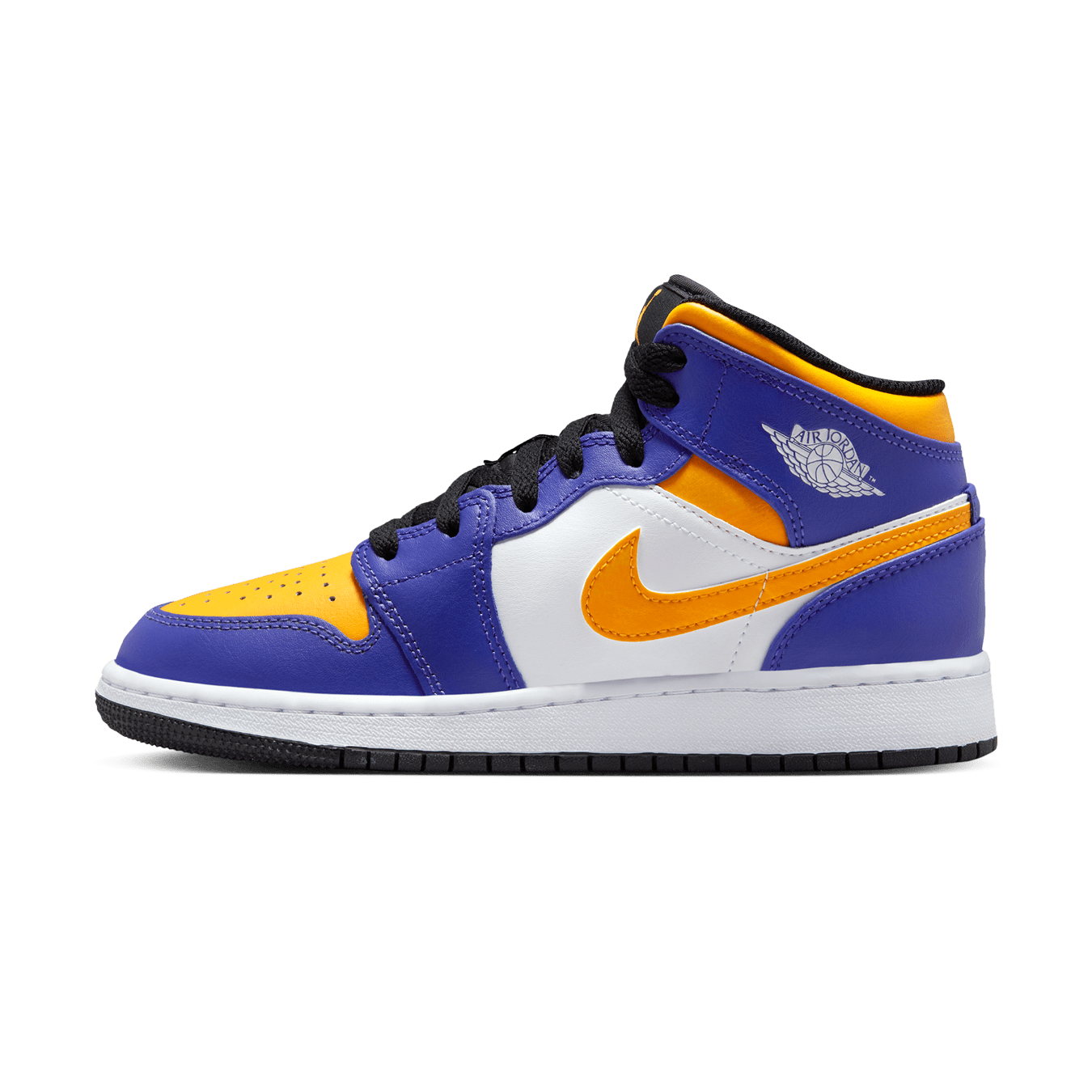 Air Jordan 1 Mid GS 'Lakers' — UK 13.5 | EU 32 | US 1Y — Front View
