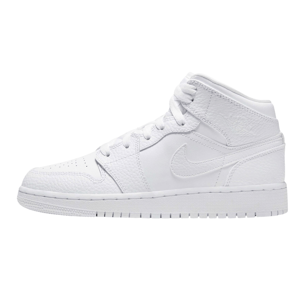 Air Jordan 1 Mid GS 'Triple White' — UK 13.5 | EU 32 | US 1Y — Side View