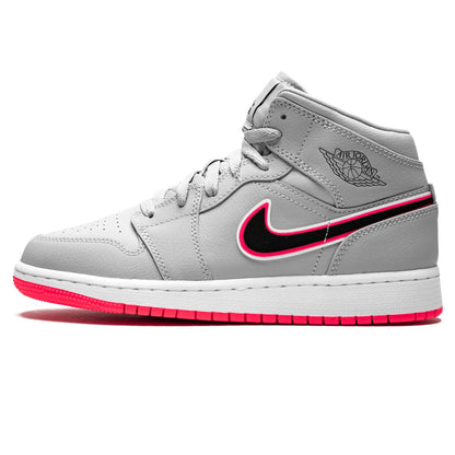 Air Jordan 1 Mid GS 'Wolf Grey Pink' — UK 13.5 | EU 32 | US 1Y — Front View