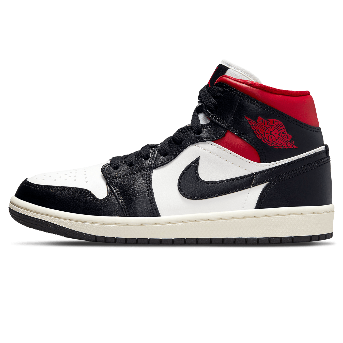 Air Jordan 1 Mid Wmns 'Black Sail Gym Red' — UK 2.5 | EU 35.5 | US 5 — Front View