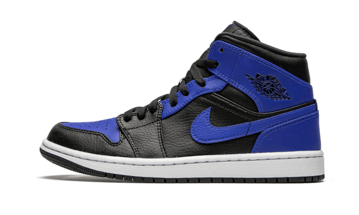 Air Jordan 1 Mid Black Royal Tumbled Leather