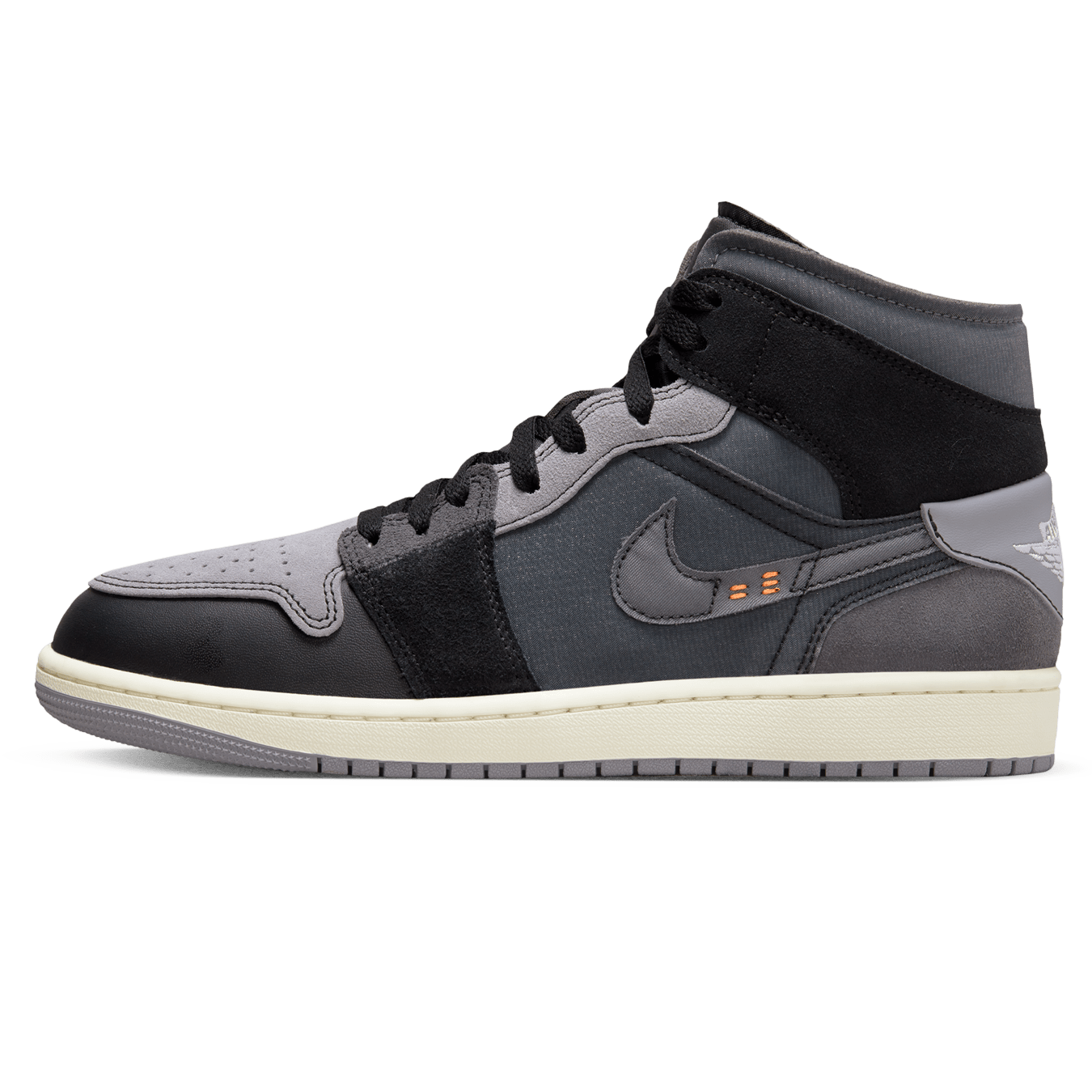 Air Jordan 1 Mid SE Craft 'Inside Out - Black' — UK 3 | EU 35.5 | US 3.5 — Front View