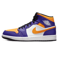 Air Jordan 1 Mid 'Lakers' — UK 3 | EU 35.5 | US 3.5 — Front View
