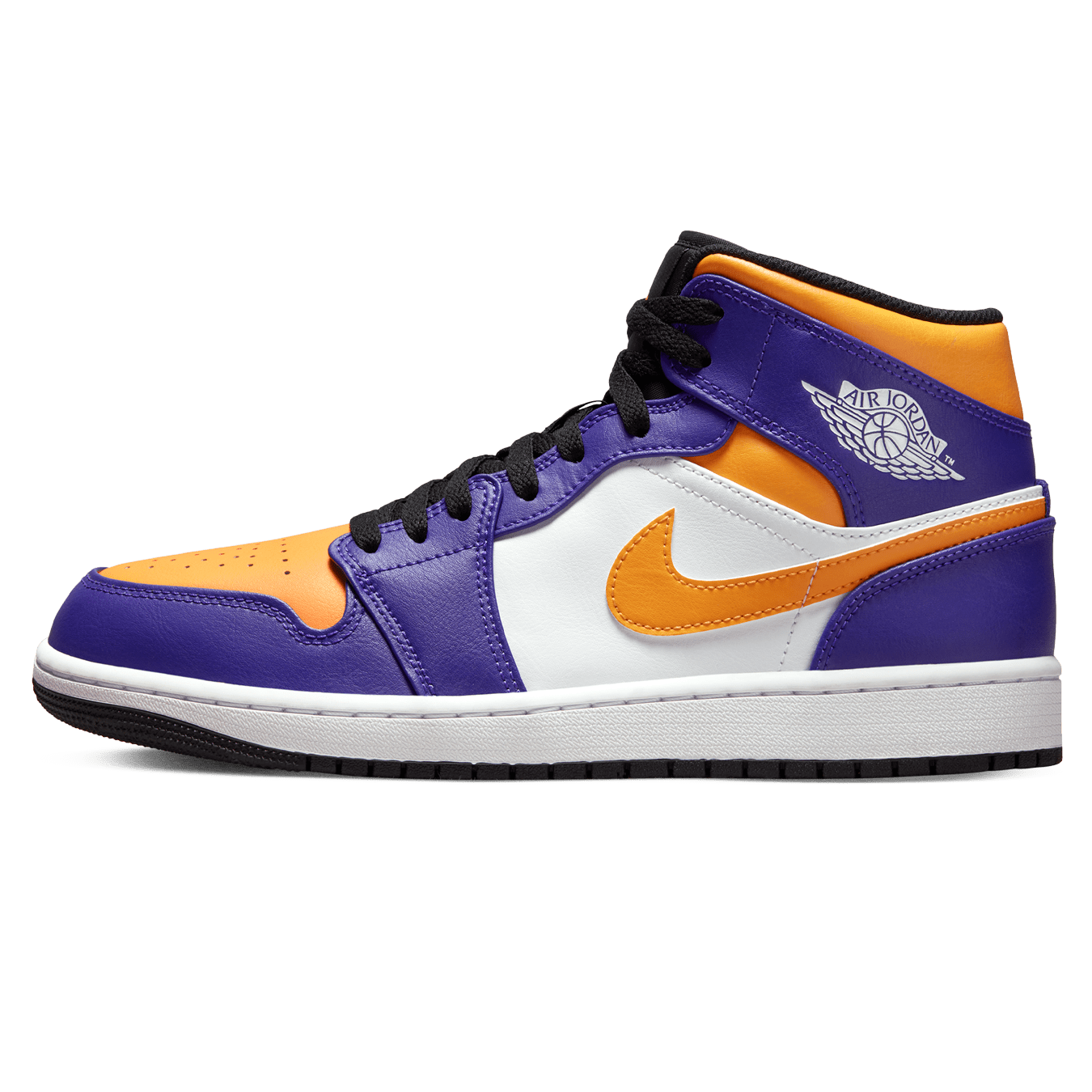 Air Jordan 1 Mid 'Lakers' — UK 3 | EU 35.5 | US 3.5 — Front View