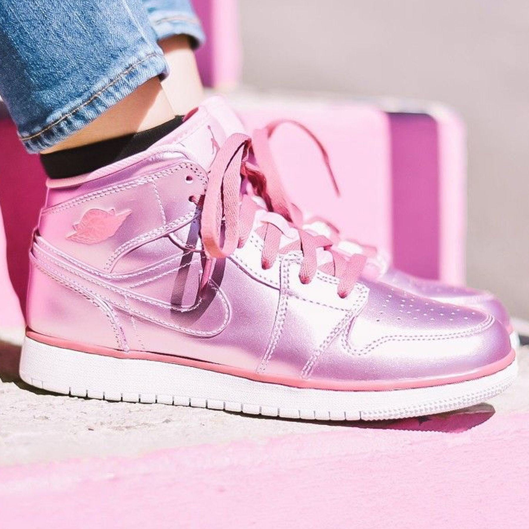 Air Jordan 1 Mid SE GS 'Pink Rose' — UK 13.5 | EU 32 | US 1Y — Lifestyle View