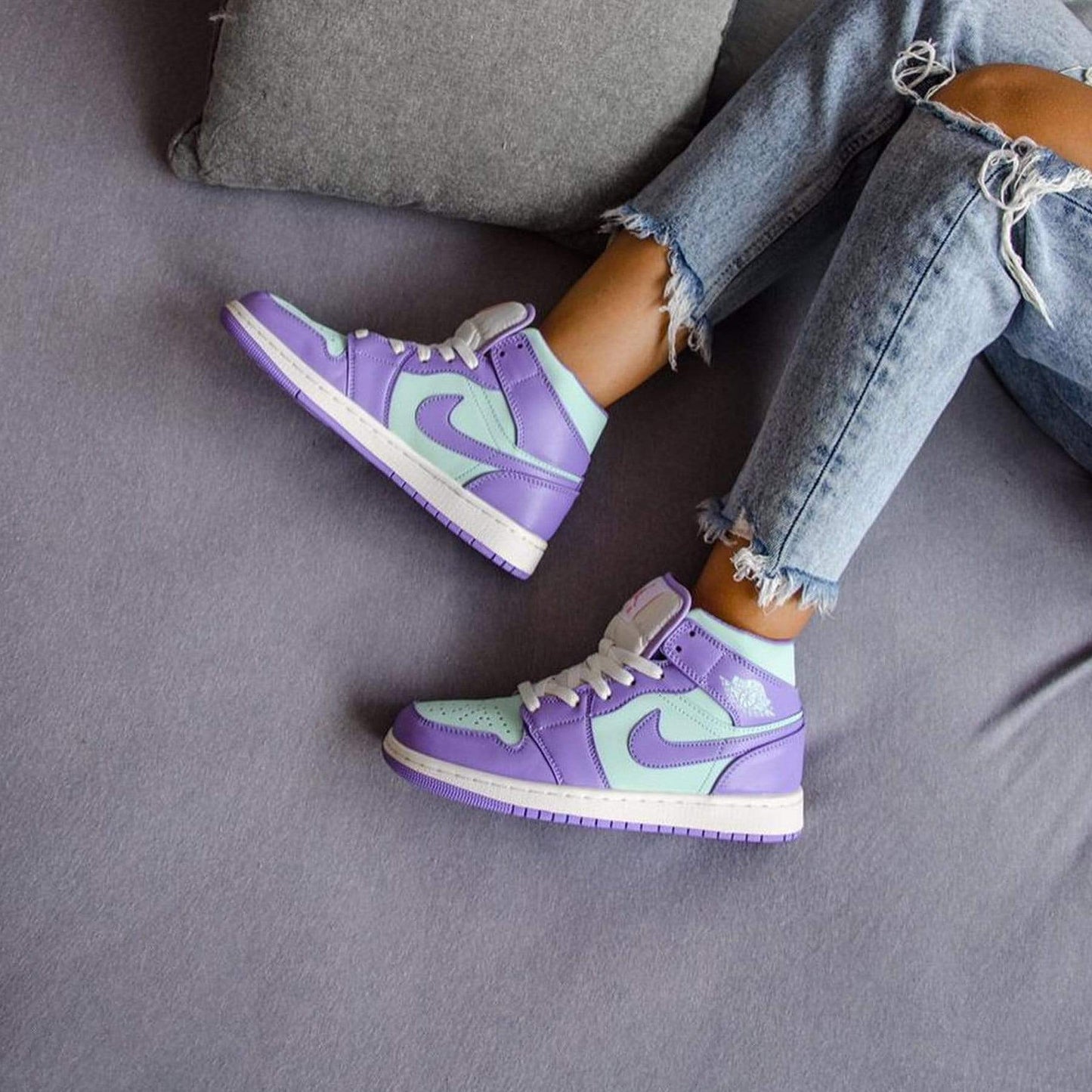 Air Jordan 1 Mid 'Purple Aqua' — UK 3 | EU 35.5 | US 3.5 — Detail View