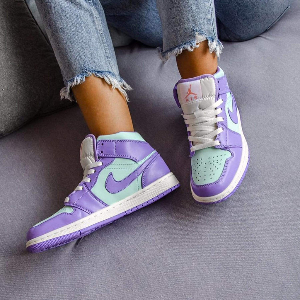 Air Jordan 1 Mid 'Purple Aqua' — UK 3 | EU 35.5 | US 3.5 — Lifestyle View