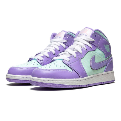 Air Jordan 1 Mid GS 'Purple Aqua' — UK 13.5 | EU 32 | US 1Y — Side View