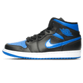 Air Jordan 1 Mid 'Black Hyper Royal' — UK 3 | EU 35.5 | US 3.5 — Front View