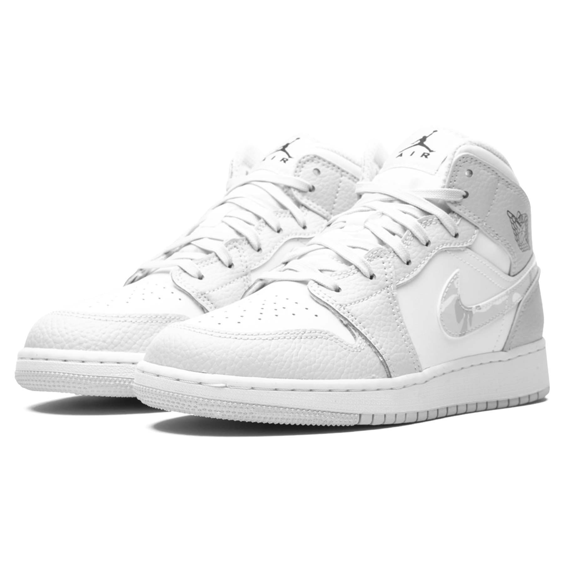 Air Jordan 1 Mid SE GS 'Swoosh Logo - Grey Camo' — UK 13.5 | EU 32 | US 1Y — Back View